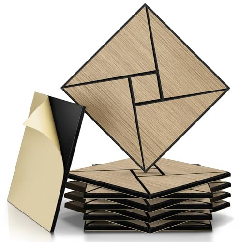 JAMELO Akustikpaneele Holz Furnier 10 Stücke | 30 * 30 * 1.2cm Akustikplatten Selbstklebend 3D Wandpaneele für Decken-/Tür-/Wanddekoration Wandverkleidung Walnuss