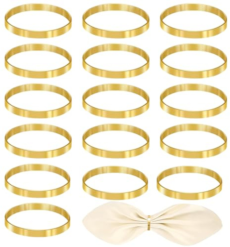 16 Stück Serviettenringe, Serviettenringe Gold Serviettenring Gold, Servietten Ringe Napkin Rings, Serviettenring Für Hochzeitsfeier Abendessen Jubiläum Tischdekoration