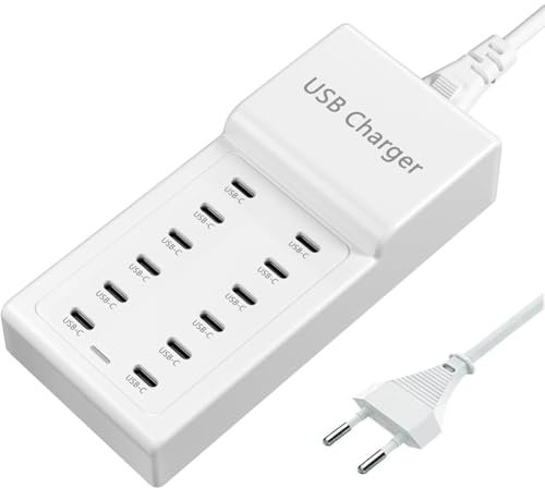 Caricatore Multiplo, Presa di Alimentazione a 12 Porte USB C, Ricarica Rapida Multiporta da 50 W, Hub Compatibile con iPhone 12/13/1415/16/Galaxy S23/S22/S21/Pixel/Smartphone/Tablet