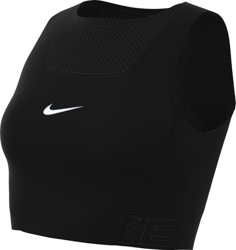 Nike Pro Womens Dri-Fit Crop Tank Top, Black/White, HJ1192-010, Large