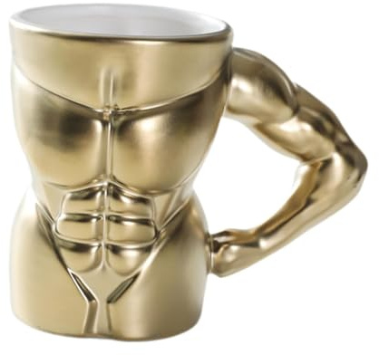 FLCPJGV Mug en Céramique avec Poignée pour Café et Thé, 300 ML, Or et Blanc