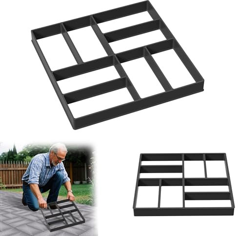 YRHome Molde de hormigón para jardín, plástico, para pavimento, jardín, piedras negras, para pavimentos, manualidades, hormigón, molde de fundición para aceras, jardín, césped, cuadrado, modelo 3 (8