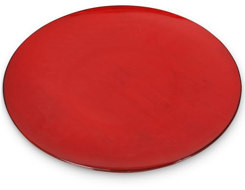 Deko-Teller 47 cm in rot-schwarz Vintagelook - Flacher Teller als Tischdeko Kerzenteller