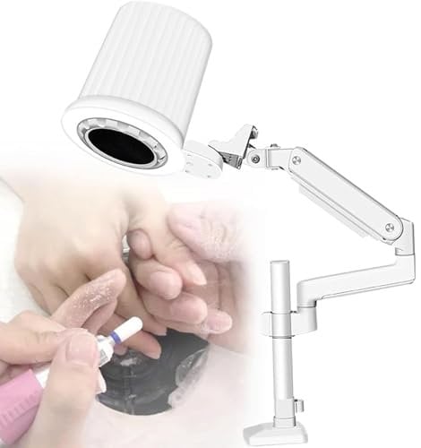 JJENXYYDS Nail Dust Collector,Nail Vacuum Cleaner,with Led-3 Color Light Mode,90° Multi-Angle Adjustable,Changeable Filter, and Universal Table Mount,for Sucking Nail Dust at Home Salon Use