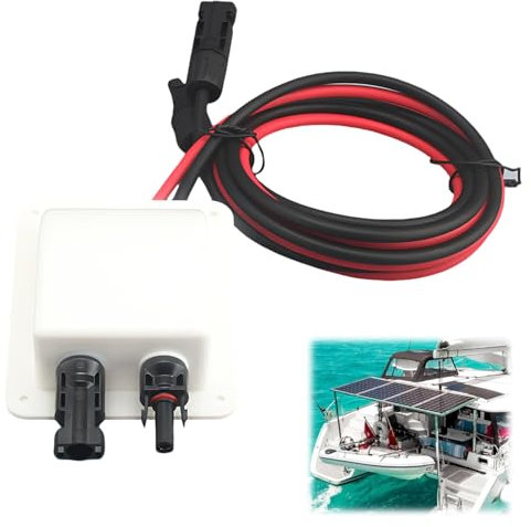 Solar Double Cable Entry Gland with 2m Solar Cable, IP68 Waterproof Cable Entry Plate Solar Photovoltaic Bracket Curved Cable Connector, Dual Cable Entry Housing for Solar Panels of RV (White)