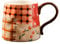 Keninll Ceramic Mug, Cute Painted 450ml with Handle, Milk Coffee Hot Tea Breakfast Cups red
