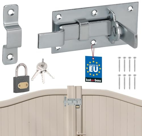 KOTARBAU® Serratura universale in acciaio con lucchetto 50x100 mm, catenaccio curvo per porte e cancelli da giardino.