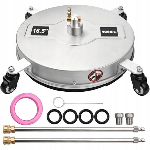 Rosfix T-Racer – Hochdruck-Reinigungsbürste 40cm | Edelstahl, Quick Connect 1/4, 275 Bar | Für Terrassen, Pflastersteine | Zubehör für Hochdruckreiniger