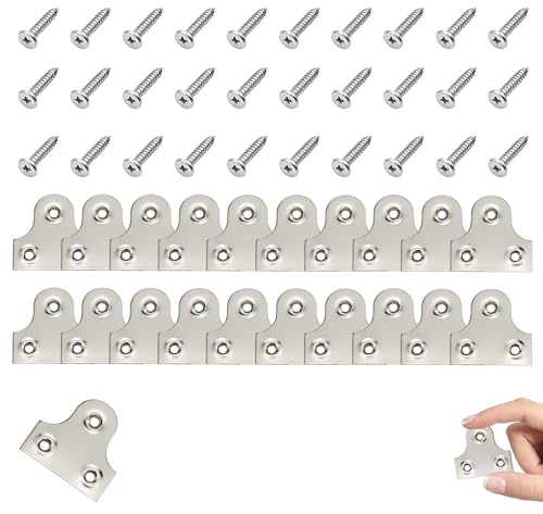 20 Pcs Picture Fixings with 30 Pcs Screws, Mirror Plates, Mirror Fixings, Mirror Brackets, Picture Hangers, for Hanging Pictures and Mirrors