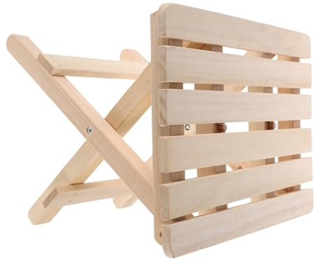 Abaodam Klappbarer Holz Hocker Tragbar für Outdoor und Camping, Beige