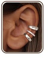 Adramata 3 Paar Ear Cuff Gold/Silber Ohrklemme Ohrringe für Damen Fake Piercings Ohr Earcuffs Clip On Ohrring Non Piercing Fake Ohrring Helix Knorpel Ohrringe Ohrmanschette Ohrclips