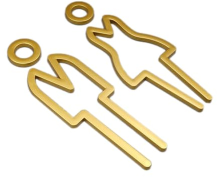 Nudiuhis Tips Toilet Sign Plate Wash Room Door Wall Label Sticker Wc BathRoom Signage Board Art Hotel Home Decor Easy to Use Gold B