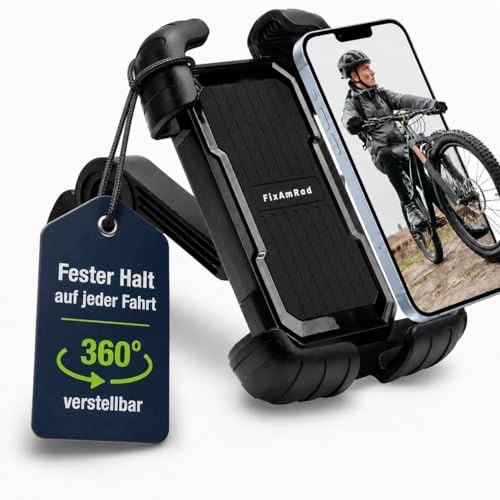 FixAmRad Handyhalterung Fahrrad, Handyhalter Motorrad-2026 Universal 360° Lenker Halter für iPhone 17, 16, 15, 14, SE, 13, 12, 11, Mini, alle Pro und Pro Max Modelle, für alle Galaxy S Modelle