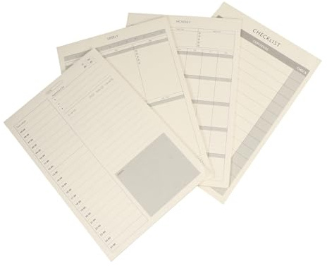 Zerodeko 4er Packung Papier tagesplaner mit Monats Wochenkalender Tägliche Zeitleiste Praktisches Notizbuch für Terminplanung und Wochenübersicht für Büro und Alltag