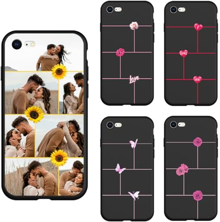 Individuelle personalisierte Hülle kompatibel mit Apple iPhone 8/7 / SE 2022 2020 - Anpassbare Fotocollage Handyhülle, Schlankes Silikon Schutzhülle, einzigartiges Geschenk