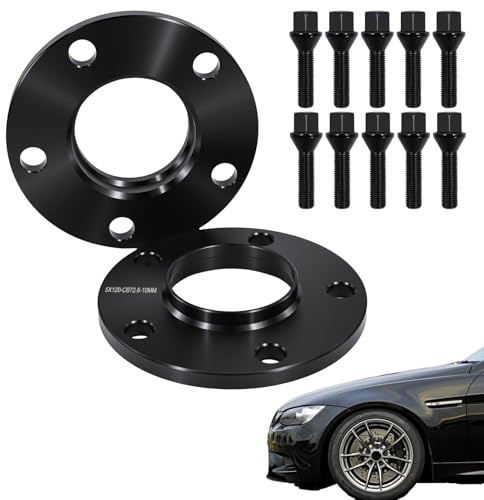 ANEELV Spurverbreiterung 5x120 2x10mm 72,6 für BMW | M12x1,5×40mm Kegelbund 60°, 10 Schrauben, 6061 Alu, geschmiedet, CNC