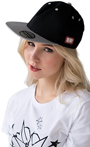 Strandbekleidung Japanischer Stil Snap Back Cap – Baseball Trucker Hat Damen Unisex Japan Snapback - Schwarz - Einheitsgröße