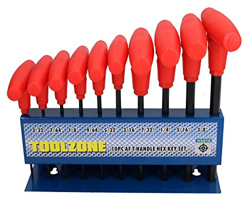 AB Tools Imperial AF SAE Allen Allan Hex T Bar T Handle Set 10pcs 3/32” – 3/8” in Rack