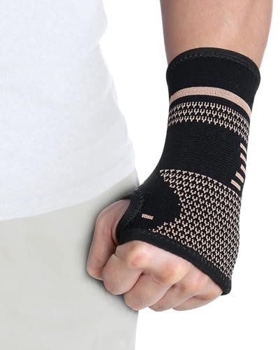 FITTOO Copper Compression Hand and Wrist Sleeves Brace for Men & Women - Pain Relief, Injury Recovery, Suitable for Sports Protection - Fits Left or Right Hand