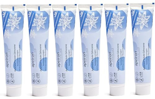 Apeiron homöopathisch Zahncreme 6x 75ml – Vegane Fluoridfrei Zahnpasta – Zahnpaste für natürliche Zahnpflege – Weiße zähne & Mundgeruch bekämpfen ohne Tenside oder synthetische Zusatzstoffe