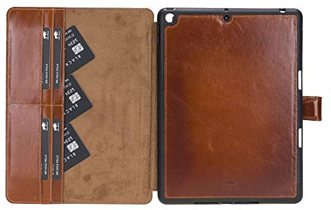 Solo Pelle magnetische abnehmbare Hülle für Apple iPad 10,2 Zoll 2019 7.Generation Hülle Leder Case aus echtem Leder. Unterstützt Pencil 2 und magnetisches Laden. (Cognac Braun Effekt)