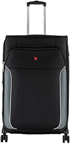 Traveller PROnature Stoffkoffer aus 100% recyceltem PET - 77 x 48 x 32 cm – 80L Koffer - 4 Rollen Reisekoffer mit TSA Zahlenschloss, Schwarz
