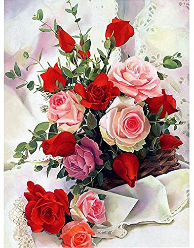 Broderie Diamant 5D Diamonds Painting Kit Complet Peinture Diamant Kit de Broderie Mosaïque au Point de Croix Canevas,Strass, Peinture Murale pour Adultes Debutant Décoration Murale à la Maison Rose