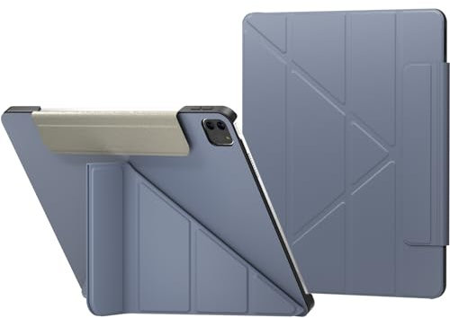 SWITCHEASY Origami 2024–2025 iPad Air 13 (M2/M3) / iPad Pro 12,9 Zoll (2018–2022) Hülle – Folio-Schutzhülle mit Multi-Winkel-Ständer, Apple Pencil 2 Aufladen – Alaskan Blau