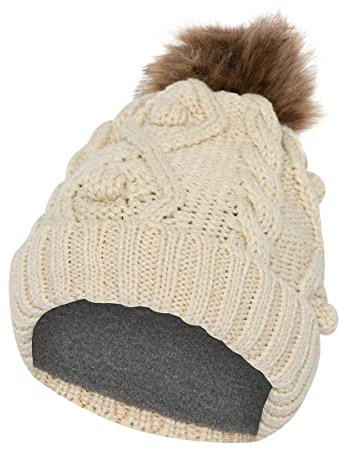 LEGO Wear Mädchen Wear Mädchen Wintermütze Strickmütze mit Fake Fell Bommel Lwalaya 700 Beanie M TZE, 136, 48 EU