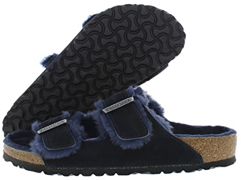 Birkenstock Men's Kyoto Grip Suede Slides, Midnight, Blue, 10 Medium US