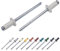 Marcopol Confezione da 100 rivetti ciechi verniciati, 3,2 x 8 mm, testa a cupola, DIN 7337, rivetti in alluminio e mandrino in acciaio, rivetti pop (100, grigio bianco RAL 9002)