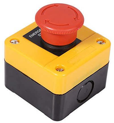 Caja de Estación de Interruptor de Hongo Rojo, 1NC + 1No Botón Pulsador de Interruptor de Parada de Emergencia, Estación de Interruptor de Botón Pulsador para Máquinas CNC, Máquinas de Impresión, Máqu