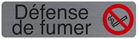 Exacompta - Réf. 67160E - 1 plaque de porte adhésive Défense de fumer - Plaque murale imprimée de signalisation - Sur tous supports - Aspect aluminium brossé - Dimensions : 16,5 x 4,4 cm