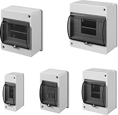 asvendo elektro/Aufputz Sicherungskasten/Verteilerkasten/Kleinverteiler/hellgrau / IP30 / 2 bis 6 Module/kompakt/mit N- und/oder PE-Klemmen (6 Module / 130x140x83 mm/mit PE-/N-Klemme)