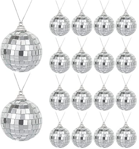 Faireach Discokugel,40pcs Weihnachtskugeln,3 Größe Silberne Weihnachtsdeko Ball,Silber Spiegelkugel,Spiegel Discokugeln, Spiegel Ball,Disco Ball für Weihnachtsbaum Dekoration Hochzeit Geburtstag Party