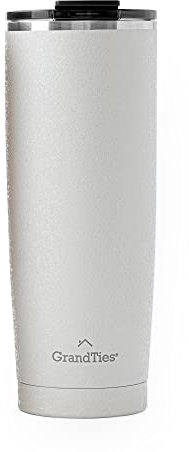 GrandTies Isolierter Kaffeebecher mit Tritan-Deckel, auslaufsicher, wiederverwendbar, doppelwandiger Vakuum-Edelstahl-Reisebecher | 590 ml (schneebedeckt: Perle)