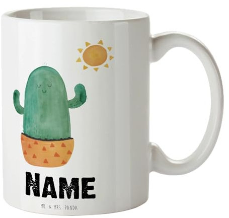 Mr. & Mrs. Panda Personalisierte Tasse Kaktus Sonne - Personalisierte Geschenke, Namen, Namenstasse, Liebeskummer, Tasse mit Namen, Liebeskummer