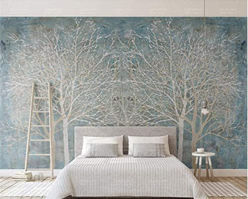 Papier Peint Panoramique Peinture À L'huile De Forêt Bleue Papier Peint 3D Personnalisés Intissé Décoration Murale 150x105cm