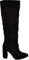 Malu Shoes Stivale donna alto rigido in camoscio nero tacco largo liscio linea basic a punta moda altezza ginocchio zip (38 EU)