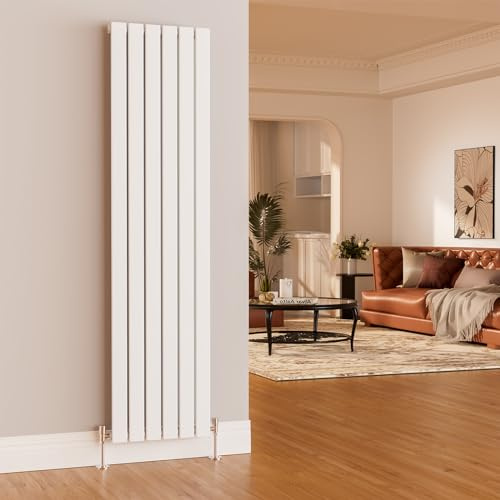 EMKE Vertical Radiator 1800 x 456 mm White, Single Flat Panel Radiators, Tall Central Heating Radiators for Bedroom, Kitchen, Living Room