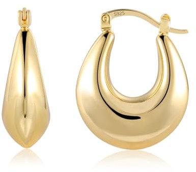 ALEXCRAFT 14K Dick Ohrringe Gold Vergoldet Goldener Creolen für Damen Chunky Hoops Gold Gift für Frauen Freundin Mama Mädchen