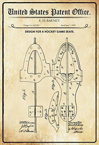 Ontrada Blechschild 12x18cm gewölbt Patent Entwurf für einen Schlittschuh 1898 Schild