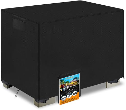 AXPQHL Gitterbox Abdeckung aus 600D Schwerlast-Reißfest-Oxford-Gewebe, Mit Belüftungsöffnungen Wasserdicht Winddicht UV-Beständiges Abdeckhaube, Schwarz (125 * 85 * 87cm)