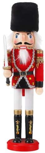 DEARMAMY Christmas Nutcracker Figurine Decoration: Wooden King Guard Solider Figures Traditional Nutcracker Statue Table Centerpiece