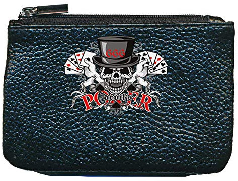 Syl'la Poker Petit Porte Monnaie en Cuir Porte cles Noir