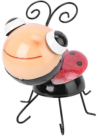 BESPORTBLE Schmiedeeiserner Marienkäfer Gartenfigur Metall Tierwandbehang Aus Metall Statue Garten Metall Marienkäfer Skulptur Metall Figuren Tiere 3D Ländlich Eisen Sukkulente Pflanzen