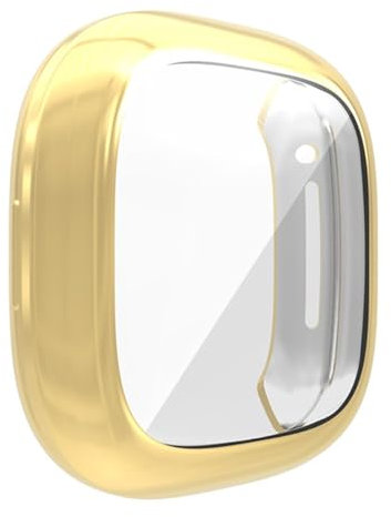 Schutzhülle Kompatibel mit Fitbit Sense/Versa 3, TPU Hülle Schutzfolie, Leicht Weiche Silikon Case, Ultradünne Schutz Zubehör, Kratzfest Gehäuse, Gold