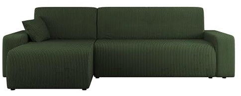 Mirjan24 Ecksofa Pixalo L Cord, Design Eckcouch, Couch mit Schlaffunktion und Bettkasten, Wohnlandschaft, Bettfunktion L-Form Sofa, Ottomane universell (Poso 14)