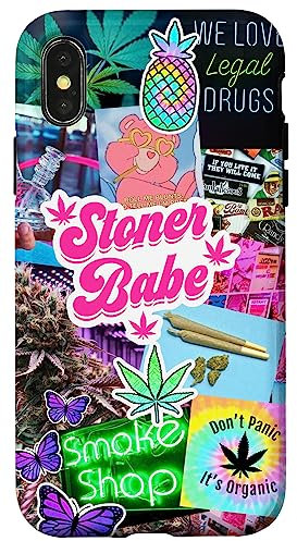 Girly Stoner Case Cannabis Collage Marihuana 420 Weed Phone Hülle für iPhone X/XS