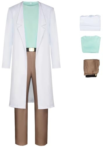 Foanja Rick Kostüm Herren Cosplay Rick and Morty Wissenschaftler Rick Sanchez Anzug Jacke und Top Hose Halloween Karneval Geburtstag Party Maskerade Verkleidung Costume